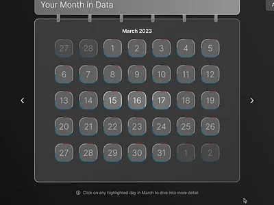 Apple Watch Health Data Interactive Visualisation apple watch calendar health data interactive ui uidesign ux uxdesign visualization