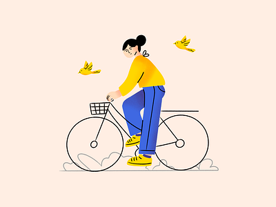Cycling activity bicycles bike character childrens book cycling digital art digital illustration exercise girl illustration illustrator landing page illustration procreate vector woman