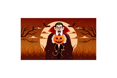 Scary Dracula Hold Halloween Pumpkin costume