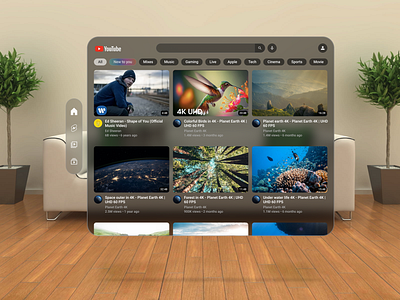 Apple vision-pro Youtube dark theme app apple apple vision pro apple vision pro youtube dark theme design pro ui ux vision youtube youtube apple vision pro