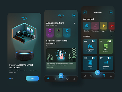 Amazon Alexa app redesign 3d amazon alexa animation app design branding dark theme design graphic design ui user experience user interface