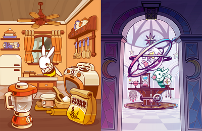 Space background character character design design graphic design illustration kitchen stars vector