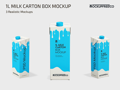 32 FL OZ 1L Milk Carton Box Mockup 32 box boxes fl milk mock up mockup mockups oz photoshop product psd template templates