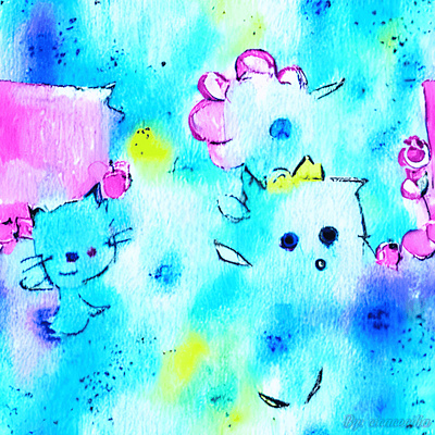 I think I saw a kitten... bedtime blue cicacecilia deco design dream fabric illustration pattern sky wallpaper