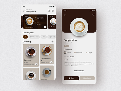Coffee Shop Mobile App app application ui apps beans coffee card coffee cup design mobile app order app product product design ui