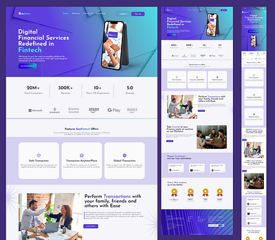 Fintech Landing Page app apple background banking black branding design figma finance fintech graphic design illustration landing page mobile design trending ui uiux web design