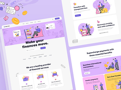 Orelypay Finance Management Landing Page application calendar card credit card dashboard finance graphic illustration landing page layout management minimalist modern money orely people simple ui design wallet website