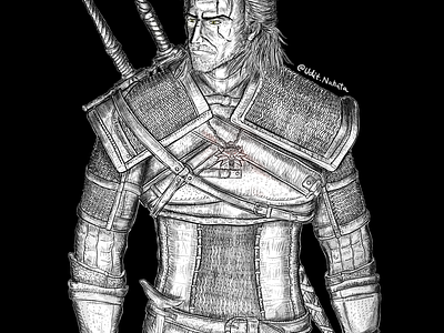 Geralt of Rivia 2d art digitalart game art geralt of rivia illustration witcher 3