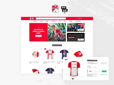 Design of FC Emmen webshop ⚽️ black branding clean design e commerce ecommerce fc emmen fcemmen flat illustration logo red shop site soccer ui ux website websop white