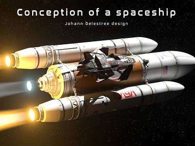 Conception of a spaceship 3d 3d design aircraft airforce concept design flying futuristic military military aircraft original design sci fi science fiction scifi scifi vehicle space spaceship transport vehicle