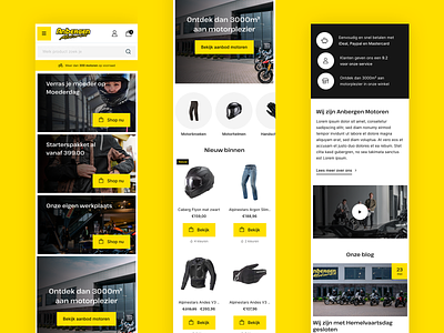 Mobile design of Anbergen Motoren app black branding clean design flat illustration logo mobile motor site ui ux website yellow