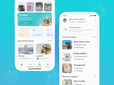 Pet Care App app calendar cat design dog ios mobile pet ui ux