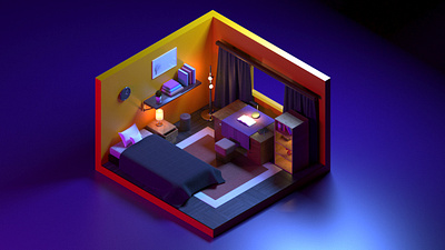 Isometric Room 3d 3dsmax design isometric render room