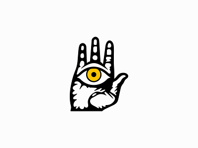 Hand With An Eye Logo branding design emblem evil eye fingers hand icon identity illustration logo magic mark mistery organic seeing sight symbol vector vision