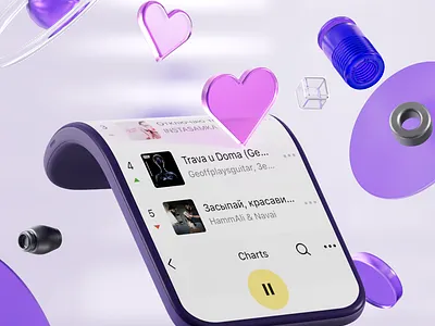 Yandex Music Creative 3d illustration branding cinema4d design illustration iphone logo render ui yandex