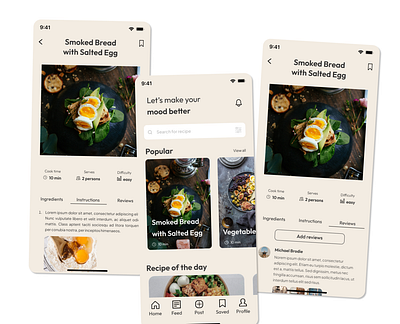 Cooky - Mobile App Concept design mobile app recipe app ui