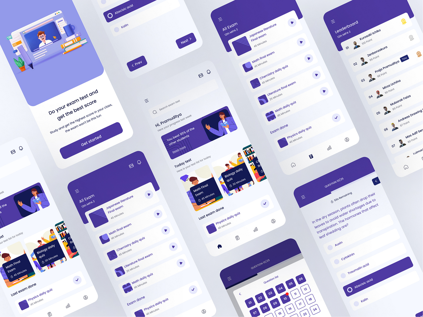 Exam Mobile UI by Humayun Kabir on Dribbble