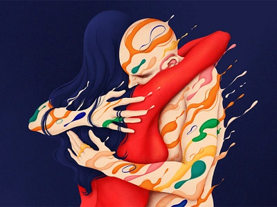 HUG of love article character characters colors concept couple digital illustration digitalart editorial grain hug illustration love magazine man people person romantic textures woman