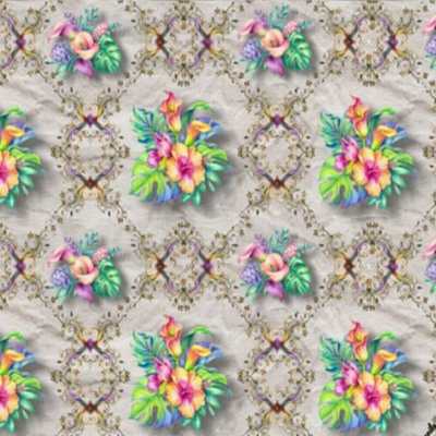 Flowers Vintage cicacecilia deco design fabric flower garden illustration pattern rainbow wallpaper