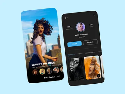 Model Portfolio appdesign design graphic design graphicsdesign illustration inspiration lifestyle mobile mobileappui mobiledesign mobileuiinspiration model modelapp modelling novuslogics ui uiux useriinterface