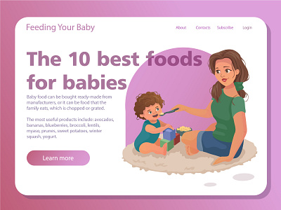 A mother feeds her child adobe illustrator art baby branding character children design food graphic design illustration kids ui vector woman