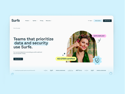DATA security design branding color contemporary data fun landing minimalistic modern page saas security startup tech trendy ui