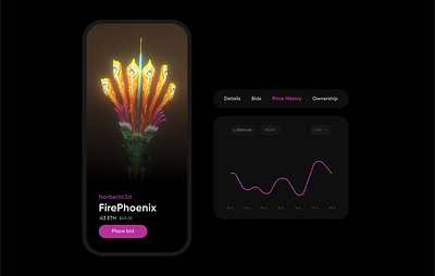 FirePhoeniX NFT Collectable app blockchain crypto design etherium nft ui ux