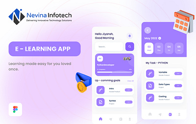 E-Learning App Designs - Nevina Infotech 3d app branding education elearning graphic design illustration motion graphics online learning ui