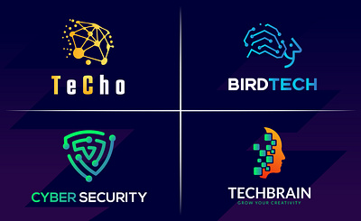 Technology cyber security and tech logo design 3d app branding business logo custom logo cyber security gradient logo graphic design logo minimal logo minimalist logo symbol tech brain tech logo techno technography technology technology logo techo ui