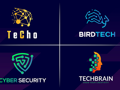 Technology cyber security and tech logo design 3d app branding business logo custom logo cyber security gradient logo graphic design logo minimal logo minimalist logo symbol tech brain tech logo techno technography technology technology logo techo ui