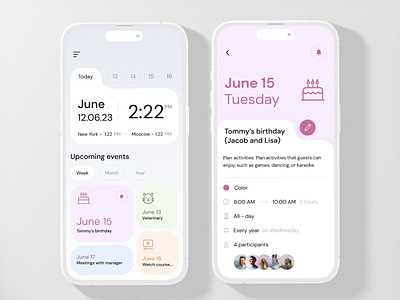 Calendar Mobile App Concept app clean dates design event family interface ios minimal mobile mobile app mobile calendar mobile design reminder to do ui ui ux ux