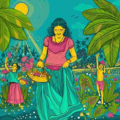 Poovili - Onam illustration art branding character design graphic design illustration illustrator storyboard