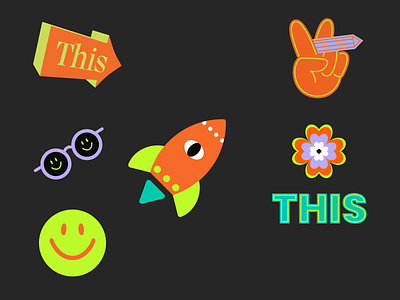 ThisAgency stickers animation animation 2d arrow brand flower gif glasses globe hand illustration illustrator loop lottie lottiefiles motion design motion graphic pencil rocket stickers thisagency
