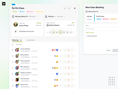 Fitness class booking management appointment booking class figma fitness class product design recurring booking saas ui web app