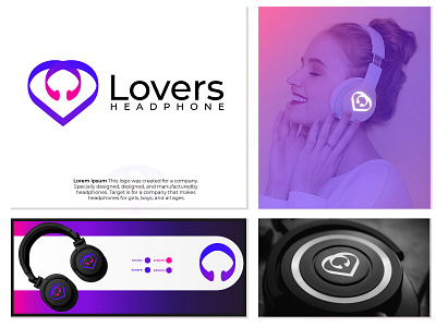 Lovers headphone Logo abstract brand headphone brand logo branding branding identity creative earphone factory logo gradient graphic design headphone headphone lovers logo lovers make headphone minimalist logo modern simple symbol tech