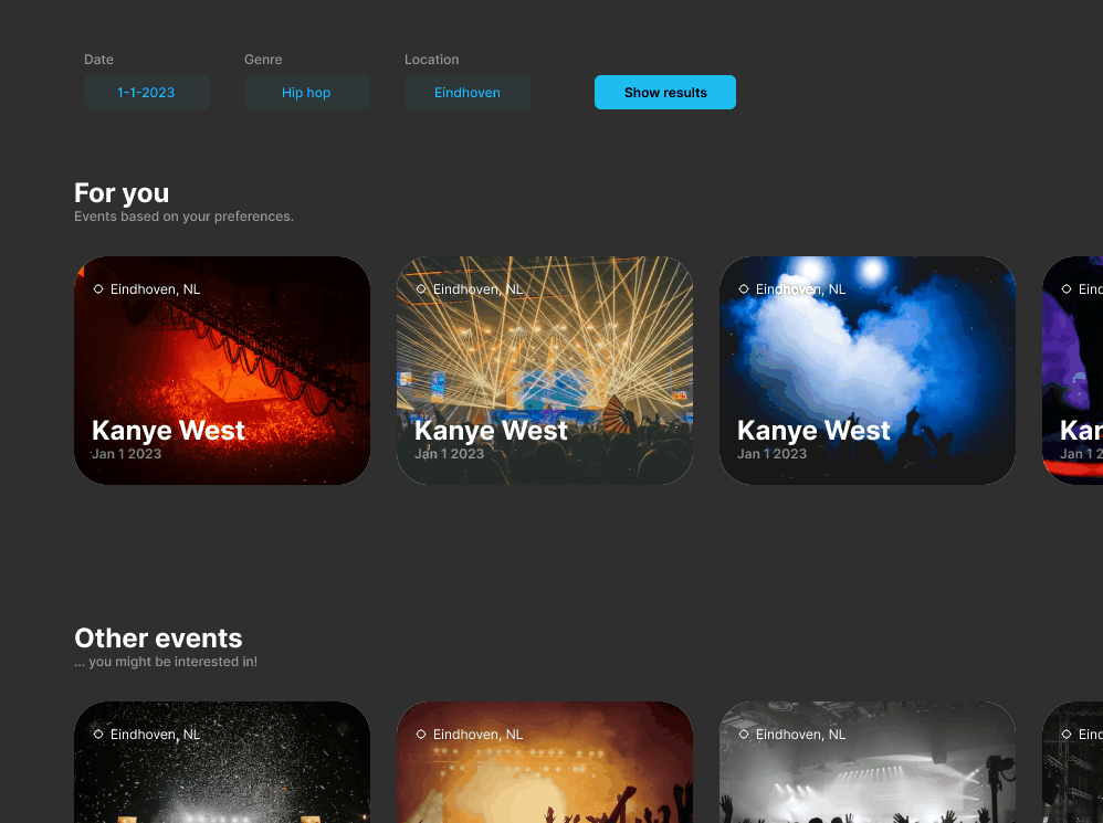 070 Event Listing 070 70 70 event listing adobe xd animation app design branding daily ui dailyui dailyui070 dailyui70 design event eventlisting figma flat design graphic design listing mockup ui