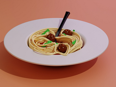 Spaghetti and Meatballs 3d design 3d modeling blender food meatballs pasta sauce spaghetti