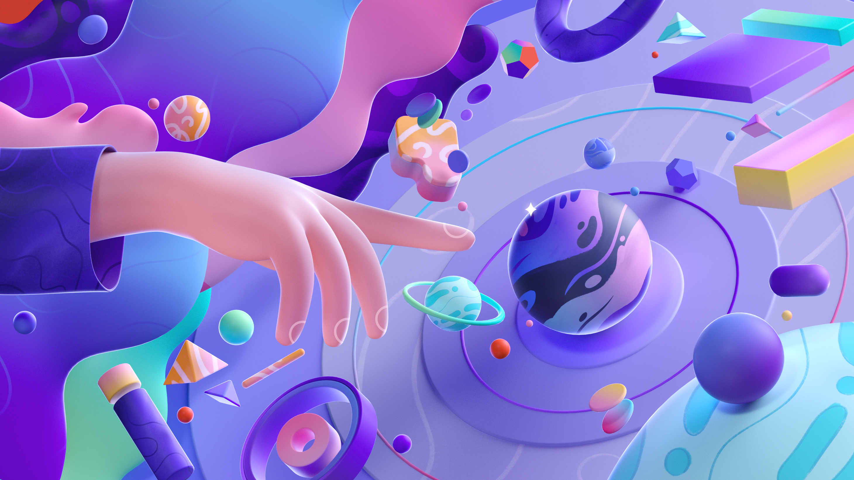 3D Galaxy Shapes 2d 3d branding colors design galaxy graphic illustration shape space ui