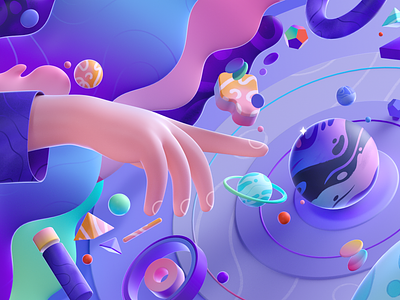 3D Galaxy Shapes 2d 3d branding colors design galaxy graphic illustration shape space ui