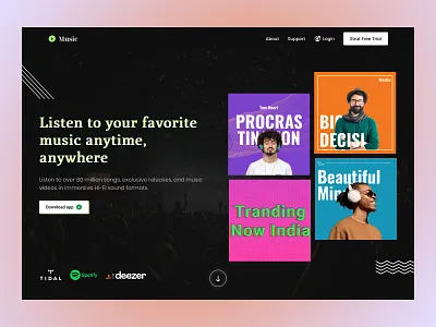 Music Hero Section clean creative design festivel hero minimal music music website party scroll ui uiux ux website