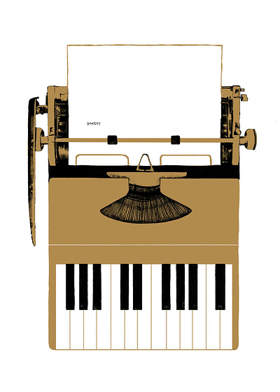 Poetry drawing illustration ink minimal piano poetry type typewriter typing vintage
