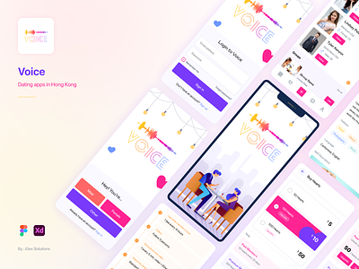 Voice - Dating App❤️ app design chat dating design find flat graphic design illustration ios matching minimalist mobile design ui uiux