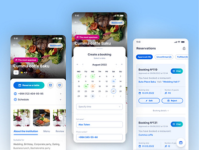 Restaurant & Cafe Booking App app design booking app clean flat minimal mobile mobile app restaurant cafe booking app ui ui design uiux ux