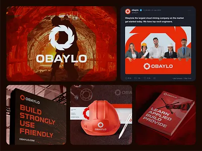 OBAYLO - Visual Identity brand branding construction designer develop enterprises identity industries letter o logo miner miners mining monogram o progress symbol technology underground visual identity