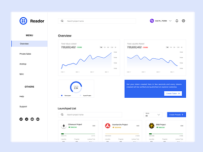 Cryptocurrency Launchpad design ui ux vector