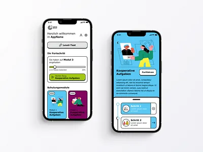 Language Course App Design app design branding clean colorful education german ios language learning online class online course study teaching test ui ux