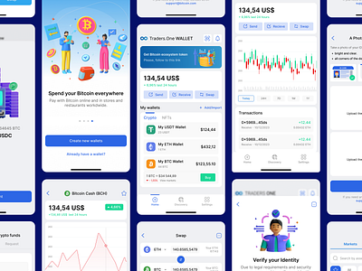 Crypto Wallet Mobile App app application banking bitcoin chart crypto crypto exchange cryptocurrencies design ethereum exchange fintech illustration inspiration mobile mobile design ui uiux verification white theme