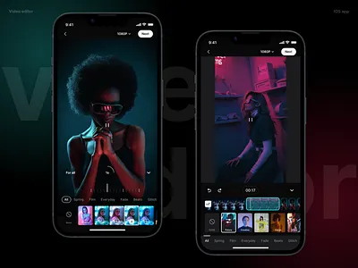 Video editor | Filters and effects app app design dark editor effects filters ios mobile neon ui ux video video editor