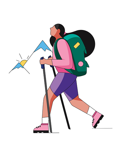 Hiking 🏕️ camp hiking illustration nature sport vector woman