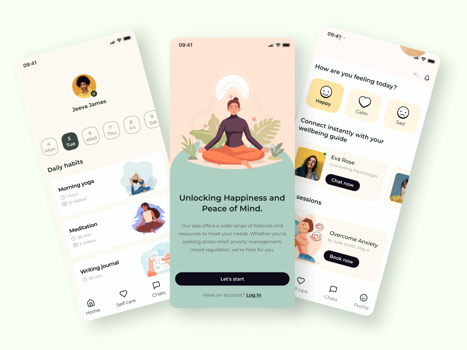 Mental health app by Jeeva James on Dribbble